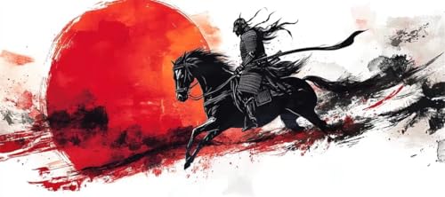 Malen Nach Zahlen Pferd Malen Nach Zahlen Erwachsene Samurai, 190 X 95 cm XXL Groß Acrylfarben Ölgemälde, DIY Malen Nach Zahlen Kinder Anfänger Paint by Numbers Set für Wand Dekor (Ohne Rahmen) -H367 von Kggyele