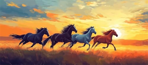 Malen Nach Zahlen Pferd Malen Nach Zahlen Erwachsene Sonnenuntergang, 170 X 85 cm XXL Groß Acrylfarben Ölgemälde, DIY Malen Nach Zahlen Kinder Anfänger Set Bastelset für Wand Dekor (Ohne Rahmen) -H362 von Kggyele
