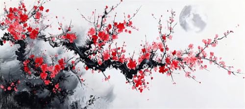 Malen Nach Zahlen Pflaumenbaum Malen Nach Zahlen Erwachsene Blume, 170 X 85 cm XXL Groß Acrylfarben Ölgemälde, DIY Malen Nach Zahlen Kinder Anfänger Set Bastelset für Wand Dekor (Ohne Rahmen) -H365 von Kggyele