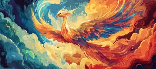 Malen Nach Zahlen Phönix Malen Nach Zahlen Erwachsene Vogel, 190 X 95 cm XXL Groß Acrylfarben Ölgemälde, DIY Malen Nach Zahlen Kinder Anfänger Paint by Numbers Set für Wand Dekor (Ohne Rahmen) -H442 von Kggyele