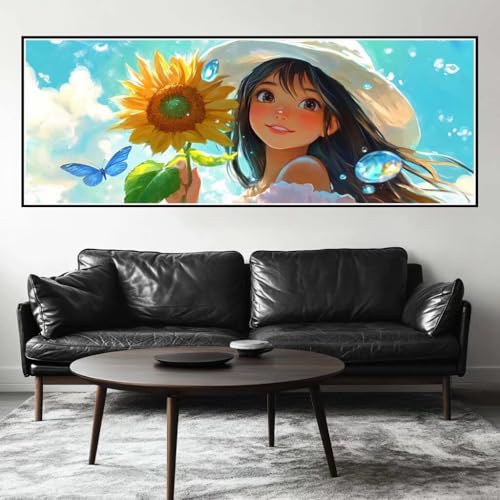 Malen Nach Zahlen Prinzessin Malen Nach Zahlen Erwachsene Sonnenblume, 85x255 cm XXL Groß Acrylfarben Ölgemälde, DIY Malen Nach Zahlen Kinder Anfänger Set Bastelset für Wand Dekor (Ohne Rahmen)-H312 von Kggyele