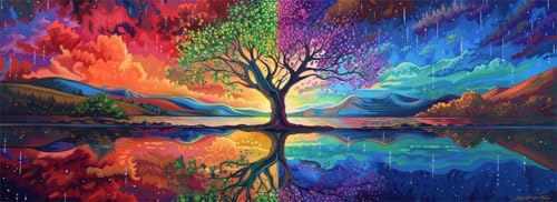 Malen Nach Zahlen Psychedelisch Malen Nach Zahlen Erwachsene Baum des Lebens, 85x255 cm XXL Groß Acrylfarben Ölgemälde, DIY Malen Nach Zahlen Kinder Set Bastelset für Wand Dekor (Ohne Rahmen) -H714 von Kggyele