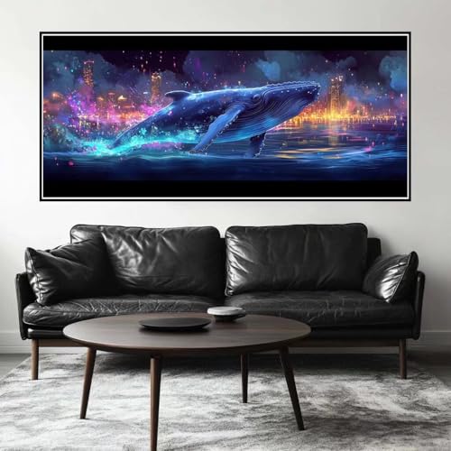 Malen Nach Zahlen Psychedelisch Malen Nach Zahlen Erwachsene Wal, 70 X 35 cm XXL Groß Acrylfarben Ölgemälde, DIY Malen Nach Zahlen Kinder Anfänger Set Bastelset für Wand Dekor (Ohne Rahmen) -H755 von Kggyele