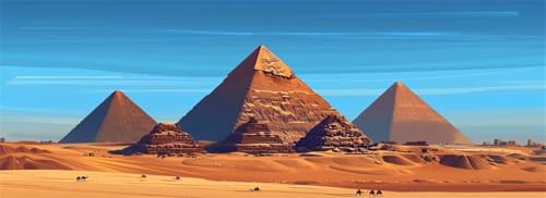 Malen Nach Zahlen Pyramide Malen Nach Zahlen Erwachsene Ägypten, 25x75 cm XXL Groß Acrylfarben Ölgemälde, DIY Malen Nach Zahlen Kinder Anfänger Paint by Numbers Set für Wand Dekor (Ohne Rahmen)-H588 von Kggyele