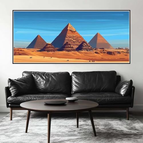 Malen Nach Zahlen Pyramide Malen Nach Zahlen Erwachsene Ägypten, 70 X 35 cm XXL Groß Acrylfarben Ölgemälde, DIY Malen Nach Zahlen Kinder Anfänger Paint by Numbers Set für Wand Dekor (Ohne Rahmen)-H588 von Kggyele