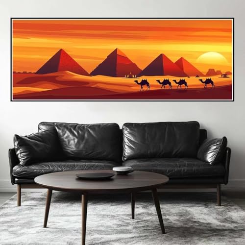 Malen Nach Zahlen Pyramide Malen Nach Zahlen Erwachsene Sonnenuntergang, 15x45 cm XXL Groß Acrylfarben Ölgemälde, DIY Malen Nach Zahlen Kinder Anfänger Bastelset für Wand Dekor (Ohne Rahmen) -H488 von Kggyele