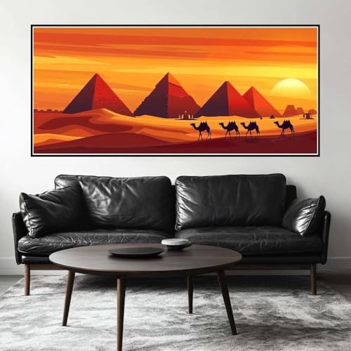 Malen Nach Zahlen Pyramide Malen Nach Zahlen Erwachsene Sonnenuntergang, 90 X 45 cm XXL Groß Acrylfarben Ölgemälde, DIY Malen Nach Zahlen Kinder Anfänger Bastelset für Wand Dekor (Ohne Rahmen) -H488 von Kggyele