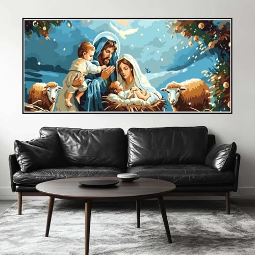 Malen Nach Zahlen Religion Malen Nach Zahlen Erwachsene Jesus, 70 X 35 cm XXL Groß Acrylfarben Ölgemälde, DIY Malen Nach Zahlen Kinder Anfänger Paint by Numbers Set für Wand Dekor (Ohne Rahmen) -H658 von Kggyele