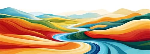 Malen Nach Zahlen Retro Malen Nach Zahlen Erwachsene Landschaft, 35x105 cm XXL Groß Acrylfarben Ölgemälde, DIY Malen Nach Zahlen Kinder Anfänger Paint by Numbers Set für Wand Dekor(Ohne Rahmen)-H559 von Kggyele