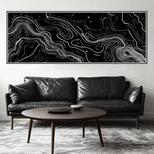 Malen Nach Zahlen Retro Malen Nach Zahlen Erwachsene Linie, 75x225 cm XXL Groß Acrylfarben Ölgemälde, DIY Malen Nach Zahlen Kinder Anfänger Paint by Numbers Set für Wand Dekor (Ohne Rahmen) -H466 von Kggyele