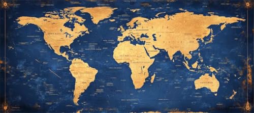 Malen Nach Zahlen Retro Malen Nach Zahlen Erwachsene Welt Karte, 130 X 65 cm XXL Groß Acrylfarben Ölgemälde, DIY Malen Nach Zahlen Kinder Anfänger Set Bastelset für Wand Dekor (Ohne Rahmen) -H394 von Kggyele
