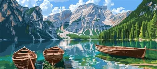 Malen Nach Zahlen Schiff Malen Nach Zahlen Erwachsene Landschaft, 170 X 85 cm XXL Groß Acrylfarben Ölgemälde, DIY Malen Nach Zahlen Kinder Anfänger Set Bastelset für Wand Dekor (Ohne Rahmen) -H116 von Kggyele