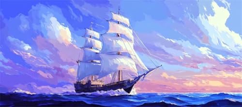 Malen Nach Zahlen Schiff Malen Nach Zahlen Erwachsene Landschaft, 170 X 85 cm XXL Groß Acrylfarben Ölgemälde, DIY Malen Nach Zahlen Kinder Anfänger Set Bastelset für Wand Dekor (Ohne Rahmen) -H324 von Kggyele
