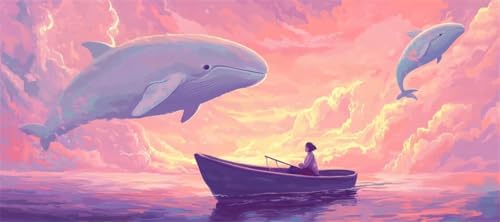 Malen Nach Zahlen Schiff Malen Nach Zahlen Erwachsene Wal, 190 X 95 cm XXL Groß Acrylfarben Ölgemälde, DIY Malen Nach Zahlen Kinder Anfänger Paint by Numbers Set für Wand Dekor (Ohne Rahmen) -H380 von Kggyele
