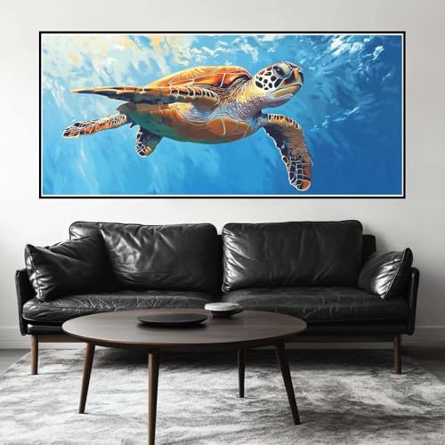 Malen Nach Zahlen Schildkröte Malen Nach Zahlen Erwachsene Schildkröte, 70 X 35 cm XXL Groß Acrylfarben Ölgemälde, DIY Malen Nach Zahlen Kinder Anfänger Set Bastelset für Wand Dekor (Ohne Rahmen)-H649 von Kggyele