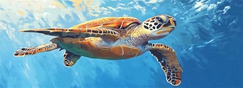 Malen Nach Zahlen Schildkröte Malen Nach Zahlen Erwachsene Schildkröte, 85x255 cm XXL Groß Acrylfarben Ölgemälde, DIY Malen Nach Zahlen Kinder Anfänger Bastelset für Wand Dekor (Ohne Rahmen) -H649 von Kggyele