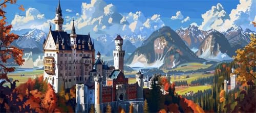 Malen Nach Zahlen Schloss Malen Nach Zahlen Erwachsene Landschaft, 170 X 85 cm XXL Groß Acrylfarben Ölgemälde, DIY Malen Nach Zahlen Kinder Anfänger Set Bastelset für Wand Dekor (Ohne Rahmen) -H173 von Kggyele