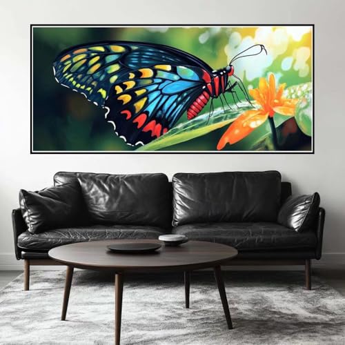 Malen Nach Zahlen Schmetterling Malen Nach Zahlen Erwachsene Blume, 110 X 55 cm XXL Groß Acrylfarben Ölgemälde, DIY Malen Nach Zahlen Kinder Anfänger Set Bastelset für Wand Dekor (Ohne Rahmen) -H869 von Kggyele