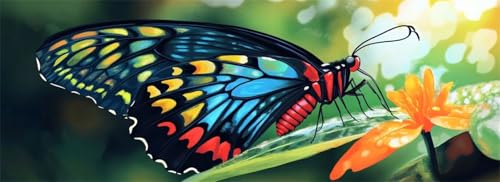 Malen Nach Zahlen Schmetterling Malen Nach Zahlen Erwachsene Blume, 15x45 cm XXL Groß Acrylfarben Ölgemälde, DIY Malen Nach Zahlen Kinder Anfänger Set Bastelset für Wand Dekor (Ohne Rahmen) -H869 von Kggyele