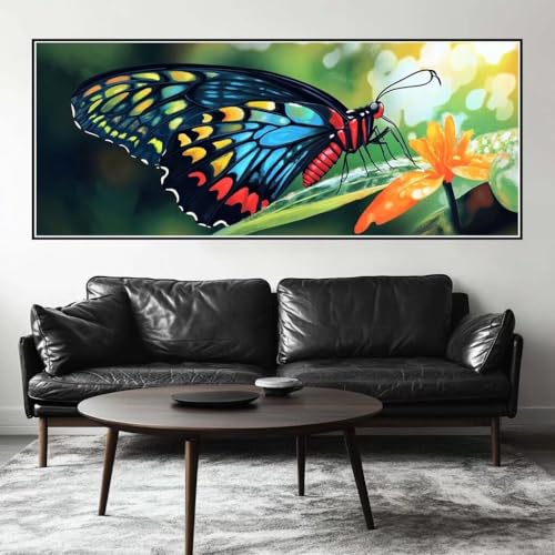Malen Nach Zahlen Schmetterling Malen Nach Zahlen Erwachsene Blume, 200 X 80 cm XXL Groß Acrylfarben Ölgemälde, DIY Malen Nach Zahlen Kinder Anfänger Set Bastelset für Wand Dekor (Ohne Rahmen) -H869 von Kggyele