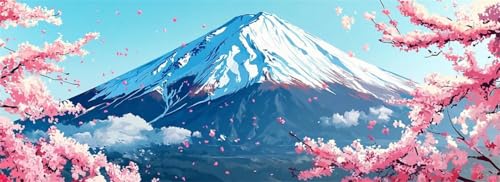 Malen Nach Zahlen Schnee Berg Malen Nach Zahlen Erwachsene Kirschblüte, 85x255 cm XXL Groß Acrylfarben Ölgemälde, DIY Malen Nach Zahlen Kinder Anfänger Bastelset für Wand Dekor (Ohne Rahmen) -H848 von Kggyele