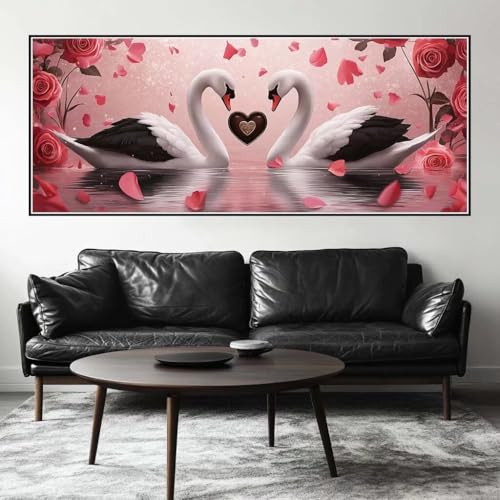 Malen Nach Zahlen Schwan Malen Nach Zahlen Erwachsene Paar, 200 X 80 cm XXL Groß Acrylfarben Ölgemälde, DIY Malen Nach Zahlen Kinder Anfänger Paint by Numbers Set für Wand Dekor (Ohne Rahmen) -H865 von Kggyele