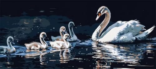 Malen Nach Zahlen Schwan Malen Nach Zahlen Erwachsene Vogel, 130 X 65 cm XXL Groß Acrylfarben Ölgemälde, DIY Malen Nach Zahlen Kinder Anfänger Paint by Numbers Set für Wand Dekor (Ohne Rahmen) -H276 von Kggyele