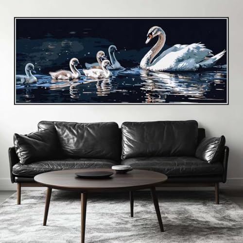 Malen Nach Zahlen Schwan Malen Nach Zahlen Erwachsene Vogel, 250 X 100 cm XXL Groß Acrylfarben Ölgemälde, DIY Malen Nach Zahlen Kinder Anfänger Paint by Numbers Set für Wand Dekor (Ohne Rahmen) -H276 von Kggyele
