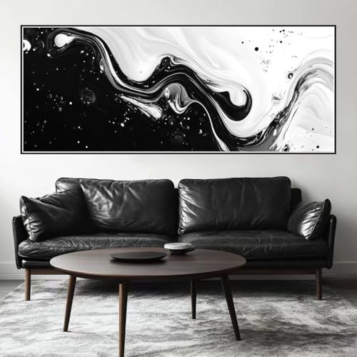 Malen Nach Zahlen Schwarzweiß Malen Nach Zahlen Erwachsene Abstrakt, 200 X 80 cm XXL Groß Acrylfarben Ölgemälde, DIY Malen Nach Zahlen Kinder Anfänger Set Bastelset für Wand Dekor (Ohne Rahmen) -H196 von Kggyele