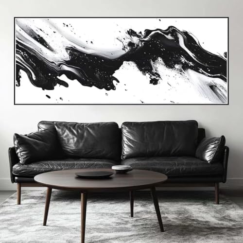 Malen Nach Zahlen Schwarzweiß Malen Nach Zahlen Erwachsene Abstrakt, 200 X 80 cm XXL Groß Acrylfarben Ölgemälde, DIY Malen Nach Zahlen Kinder Anfänger Set Bastelset für Wand Dekor (Ohne Rahmen) -H874 von Kggyele