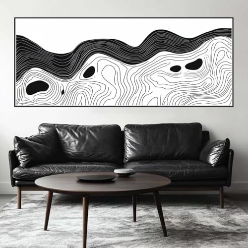 Malen Nach Zahlen Schwarzweiß Malen Nach Zahlen Erwachsene Linie, 100 X 40 cm XXL Groß Acrylfarben Ölgemälde, DIY Malen Nach Zahlen Kinder Anfänger Set Bastelset für Wand Dekor (Ohne Rahmen) -H527 von Kggyele