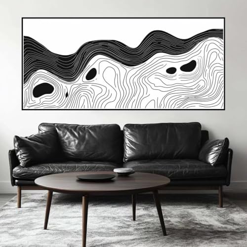 Malen Nach Zahlen Schwarzweiß Malen Nach Zahlen Erwachsene Linie, 190 X 95 cm XXL Groß Acrylfarben Ölgemälde, DIY Malen Nach Zahlen Kinder Anfänger Set Bastelset für Wand Dekor (Ohne Rahmen) -H527 von Kggyele