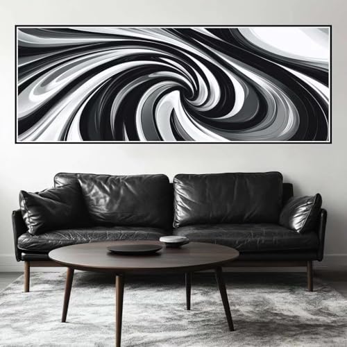 Malen Nach Zahlen Schwarzweiß Weiß Malen Nach Zahlen Erwachsene Linien, 15x45 cm XXL Groß Acrylfarben Ölgemälde, DIY Malen Nach Zahlen Kinder Anfänger Set Bastelset für Wand Dekor (Ohne Rahmen)-H263 von Kggyele