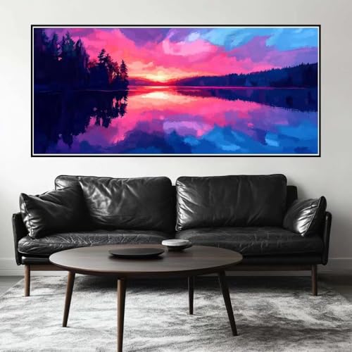 Malen Nach Zahlen See Malen Nach Zahlen Erwachsene Landschaft, 130 X 65 cm XXL Groß Acrylfarben Ölgemälde, DIY Malen Nach Zahlen Kinder Anfänger Paint by Numbers Set für Wand Dekor (Ohne Rahmen) -H875 von Kggyele