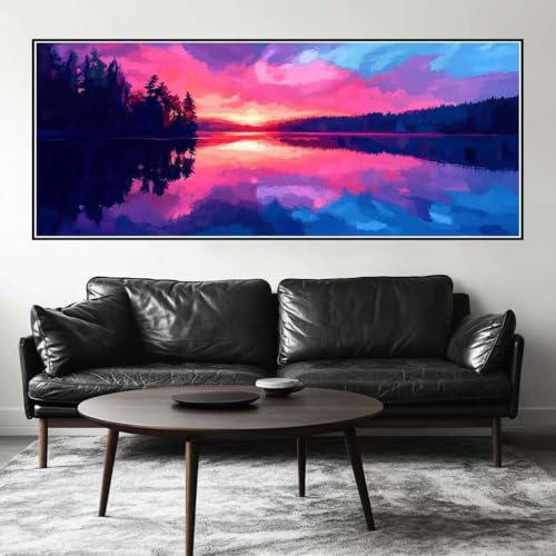 Malen Nach Zahlen See Malen Nach Zahlen Erwachsene Landschaft, 200 X 80 cm XXL Groß Acrylfarben Ölgemälde, DIY Malen Nach Zahlen Kinder Anfänger Paint by Numbers Set für Wand Dekor (Ohne Rahmen) -H875 von Kggyele