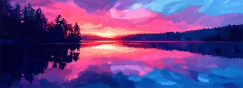 Malen Nach Zahlen See Malen Nach Zahlen Erwachsene Landschaft, 45x135 cm XXL Groß Acrylfarben Ölgemälde, DIY Malen Nach Zahlen Kinder Anfänger Paint by Numbers Set für Wand Dekor (Ohne Rahmen) -H875 von Kggyele