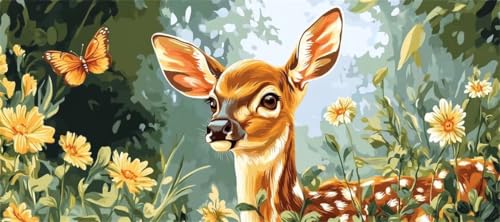 Malen Nach Zahlen Sikahirsch Malen Nach Zahlen Erwachsene Blume, 90 X 45 cm XXL Groß Acrylfarben Ölgemälde, DIY Malen Nach Zahlen Kinder Anfänger Paint by Numbers Set für Wand Dekor(Ohne Rahmen)-H363 von Kggyele