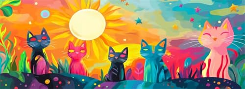 Malen Nach Zahlen Sonne Malen Nach Zahlen Erwachsene Katze, 85x255 cm XXL Groß Acrylfarben Ölgemälde, DIY Malen Nach Zahlen Kinder Anfänger Paint by Numbers Set für Wand Dekor (Ohne Rahmen) -H760 von Kggyele