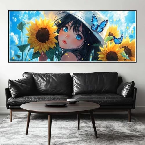 Malen Nach Zahlen Sonnenblume Malen Nach Zahlen Erwachsene Fee, 250 X 100 cm XXL Groß Acrylfarben Ölgemälde, DIY Malen Nach Zahlen Kinder Anfänger Set Bastelset für Wand Dekor (Ohne Rahmen) -H304 von Kggyele