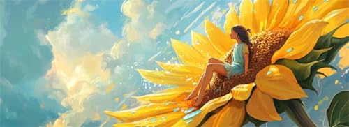 Malen Nach Zahlen Sonnenblume Malen Nach Zahlen Erwachsene Fee, 25x75 cm XXL Groß Acrylfarben Ölgemälde, DIY Malen Nach Zahlen Kinder Anfänger Paint by Numbers Set für Wand Dekor (Ohne Rahmen) -H545 von Kggyele