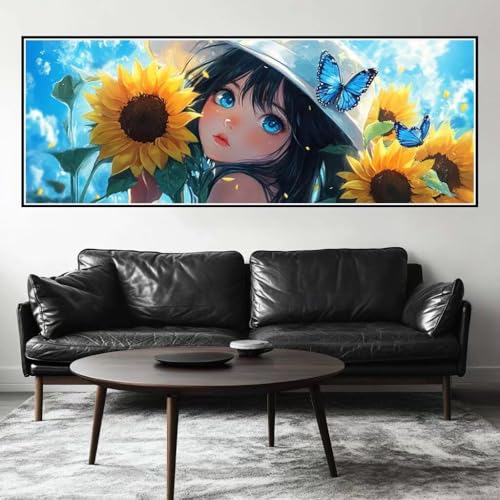 Malen Nach Zahlen Sonnenblume Malen Nach Zahlen Erwachsene Fee, 85x255 cm XXL Groß Acrylfarben Ölgemälde, DIY Malen Nach Zahlen Kinder Anfänger Paint by Numbers Set für Wand Dekor (Ohne Rahmen)-H304 von Kggyele