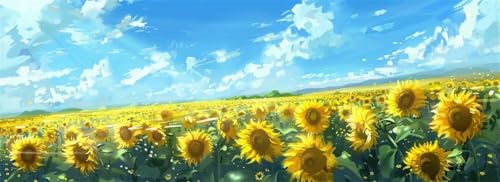 Malen Nach Zahlen Sonnenblume Malen Nach Zahlen Erwachsene Feld, 75x225 cm XXL Groß Acrylfarben Ölgemälde, DIY Malen Nach Zahlen Kinder Anfänger Set Bastelset für Wand Dekor (Ohne Rahmen) -H717 von Kggyele