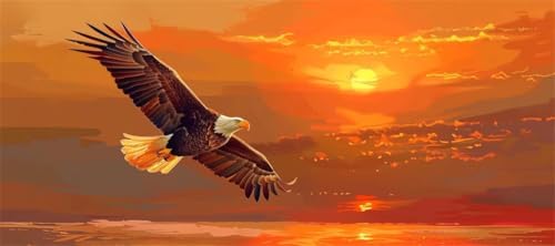 Malen Nach Zahlen Sonnenuntergang Malen Nach Zahlen Erwachsene Adler, 150 X 75 cm XXL Groß Acrylfarben Ölgemälde, DIY Malen Nach Zahlen Kinder Anfänger Set Bastelset für Wand Dekor (Ohne Rahmen) -H26 von Kggyele