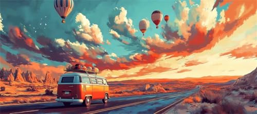 Malen Nach Zahlen Sonnenuntergang Malen Nach Zahlen Erwachsene Auto, 130 X 65 cm XXL Groß Acrylfarben Ölgemälde, DIY Malen Nach Zahlen Kinder Anfänger Set Bastelset für Wand Dekor (Ohne Rahmen) -H170 von Kggyele