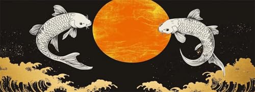 Malen Nach Zahlen Sonnenuntergang Malen Nach Zahlen Erwachsene Fisch, 85x255 cm XXL Groß Acrylfarben Ölgemälde, DIY Malen Nach Zahlen Kinder Anfänger Set Bastelset für Wand Dekor (Ohne Rahmen) -H822 von Kggyele