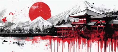 Malen Nach Zahlen Sonnenuntergang Malen Nach Zahlen Erwachsene Japan, 50 X 25 cm XXL Groß Acrylfarben Ölgemälde, DIY Malen Nach Zahlen Kinder Anfänger Set Bastelset für Wand Dekor (Ohne Rahmen) -H243 von Kggyele