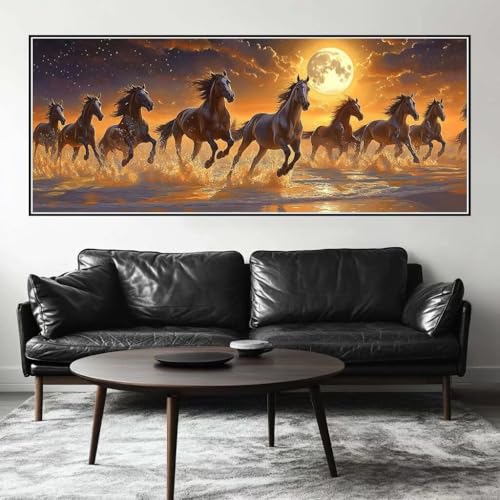 Malen Nach Zahlen Sonnenuntergang Malen Nach Zahlen Erwachsene Pferd, 200 X 80 cm XXL Groß Acrylfarben Ölgemälde, DIY Malen Nach Zahlen Kinder Anfänger Set Bastelset für Wand Dekor (Ohne Rahmen) -H302 von Kggyele