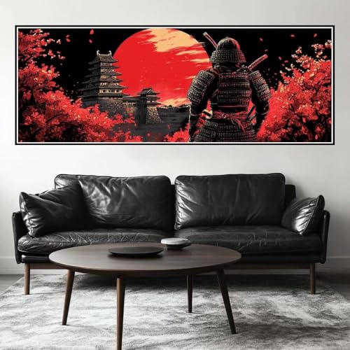 Malen Nach Zahlen Sonnenuntergang Malen Nach Zahlen Erwachsene Samurai, 75x225 cm XXL Groß Acrylfarben Ölgemälde, DIY Malen Nach Zahlen Kinder Anfänger Bastelset für Wand Dekor (Ohne Rahmen) -H456 von Kggyele