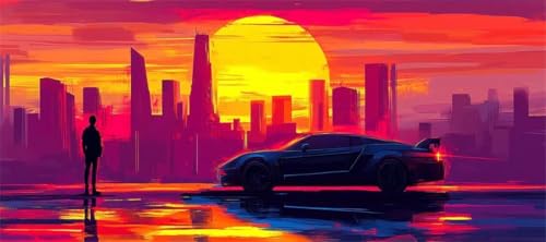 Malen Nach Zahlen Sonnenuntergang Malen Nach Zahlen Erwachsene Stadt, 170 X 85 cm XXL Groß Acrylfarben Ölgemälde, DIY Malen Nach Zahlen Kinder Anfänger Set Bastelset für Wand Dekor (Ohne Rahmen) -H227 von Kggyele