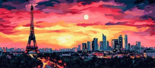 Malen Nach Zahlen Sonnenuntergang Malen Nach Zahlen Erwachsene Stadt, 170 X 85 cm XXL Groß Acrylfarben Ölgemälde, DIY Malen Nach Zahlen Kinder Anfänger Set Bastelset für Wand Dekor (Ohne Rahmen) -H359 von Kggyele